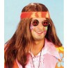 Perruque Cheveux longs Hippie Brun avec bandana