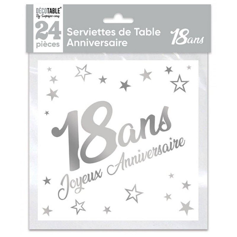 24 serviettes de table 18 ans