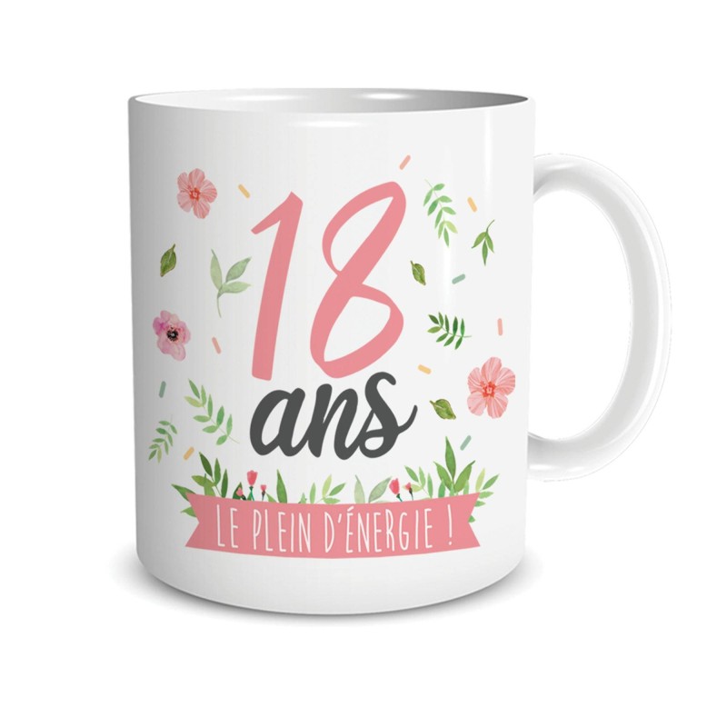 Mug 18 ans femme "Le plein d'énergie"