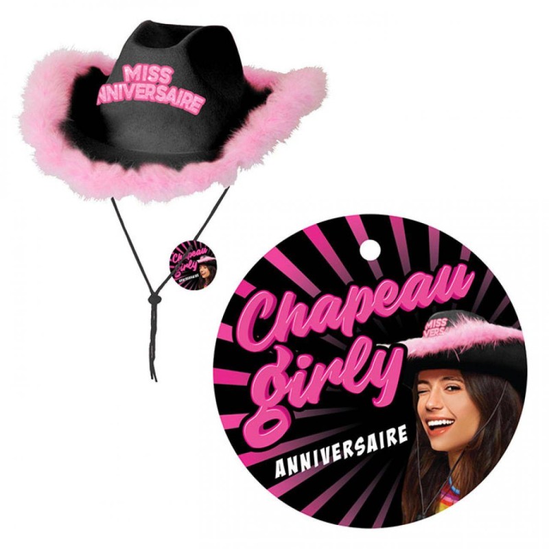 Chapeau Girly Miss Anniversaire Noir