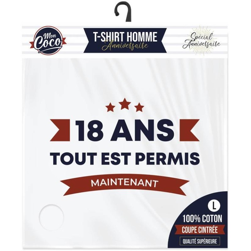 T-shirt homme 18 ans "tout est permis"