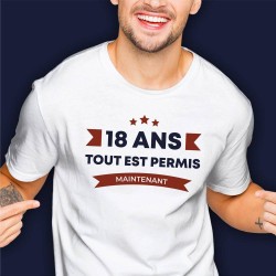 T-shirt homme 18 ans "tout est permis"