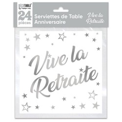 24 serviettes de table Vive la retraite
