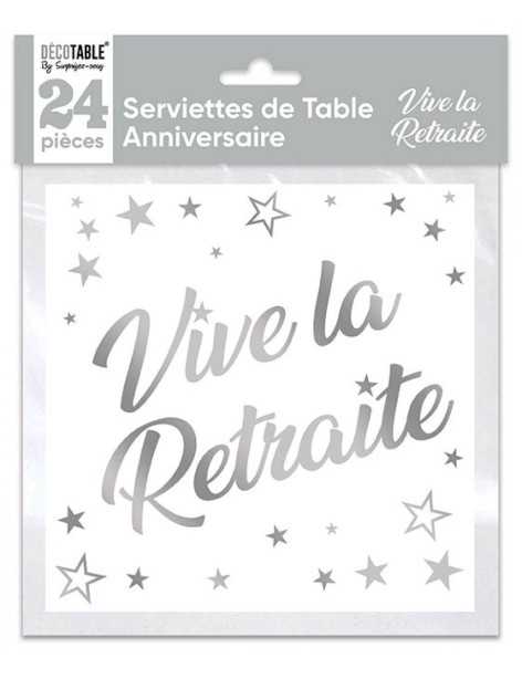 24 serviettes de table Vive la retraite