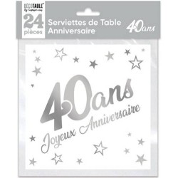 24 serviettes de table 40 ans