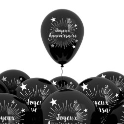 Sachet de 6 ballons noirs anniversaire
