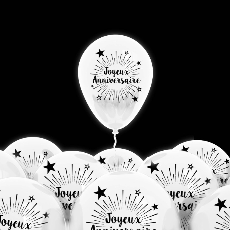 Sachet de 6 ballons blancs anniversaire