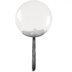Ballon bulle transparent plumes et franges