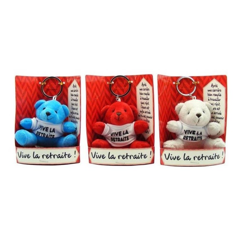 Porte-clés peluche ourson couleur "La retraite"