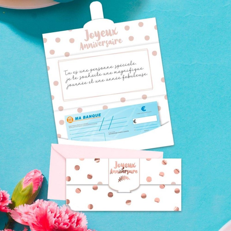 Carte porte-billet anniversaire