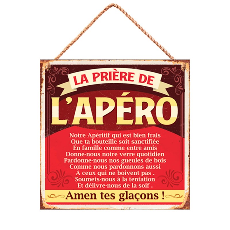 Plaque métal prière de l'apéro