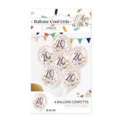 Sachet 6 Ballons Confettis 20