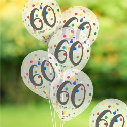 Sachet de 6 ballons confettis 60