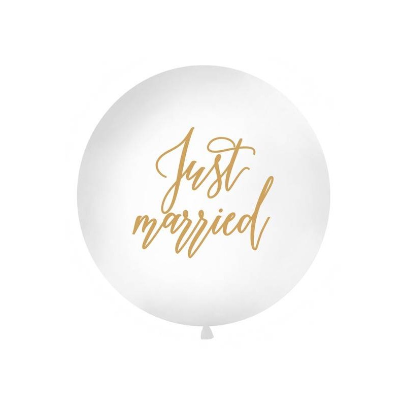 Ballon géant "just married" blanc 1m