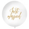 Ballon géant "just married" blanc 1m