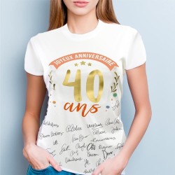 T-shirt a dédicacer femme - Cadeau 40 ans