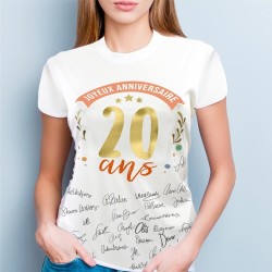 T-shirt à dédicacer femme - Cadeau 20 ans
