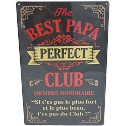 Plaque métal humoristique Best Papa Perfect Club