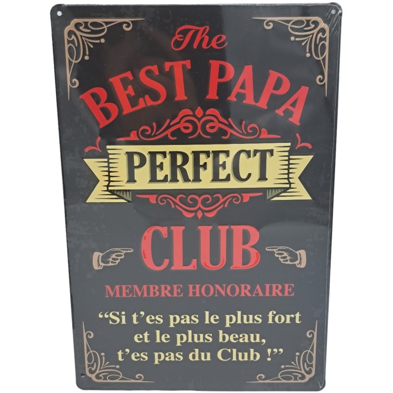 Plaque métal humoristique Best Papa Perfect Club