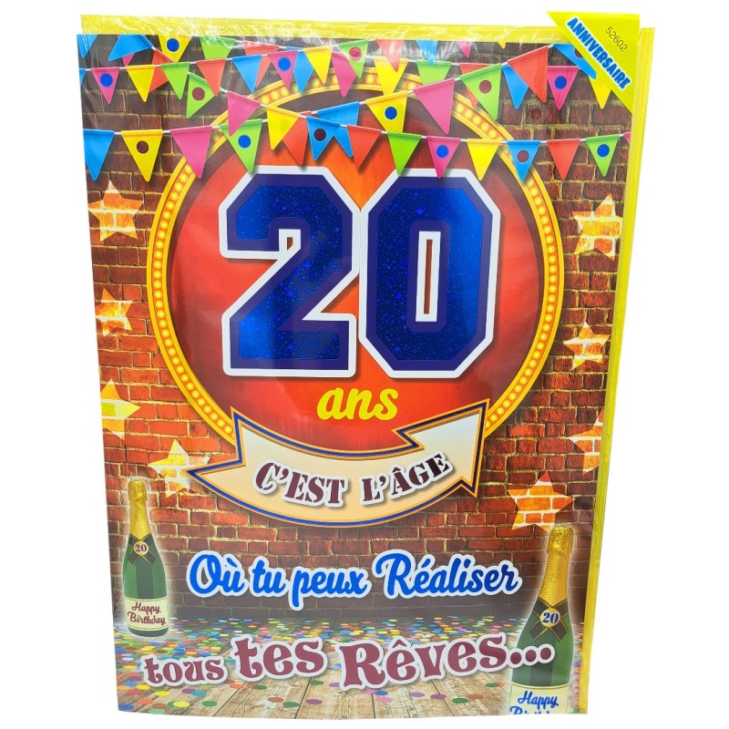 Carte géante anniversaire - Cadeau 20 ans