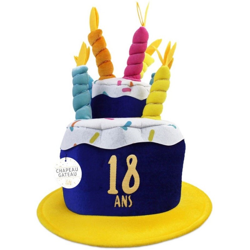 Chapeau gâteau anniversaire - Cadeau 18 ans