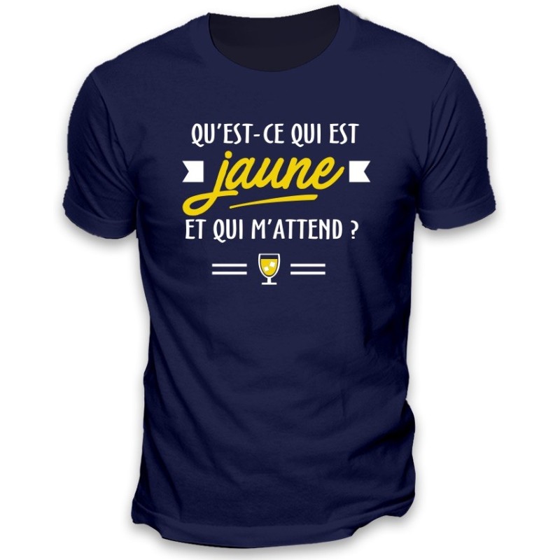 T-shirt humoristique "qu'est-ce qui est jaune"