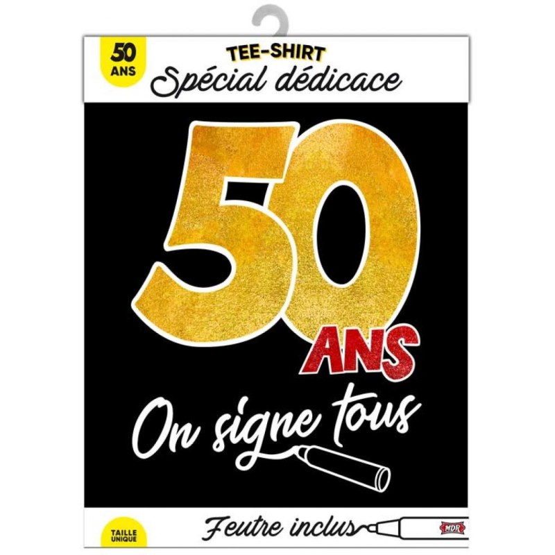 T-shirt noir "on signe" - Cadeau 50 ans