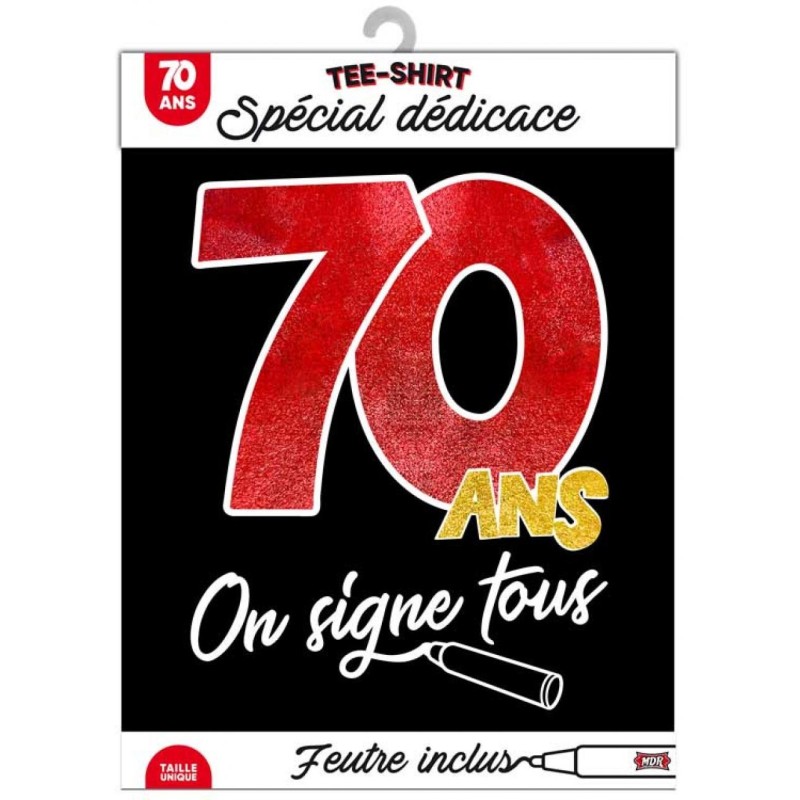 T-shirt noir "on signe" - Cadeau 70 ans