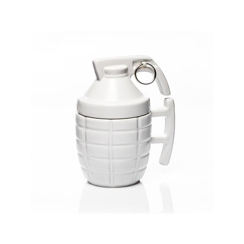 Mug grenade blanc avec couvercle