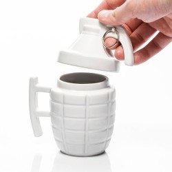 Mug grenade blanc avec couvercle