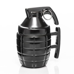 Mug grenade noir avec couvercle