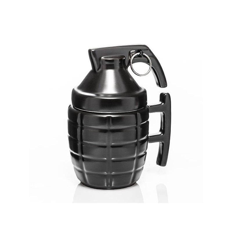 Mug grenade noir avec couvercle