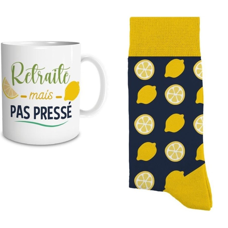 Coffret mug chaussettes homme - Cadeau retraite