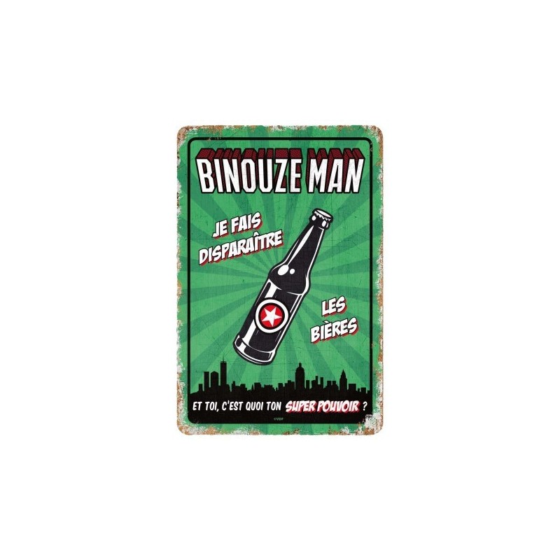 Plaque métal rétro "Binouze Man"