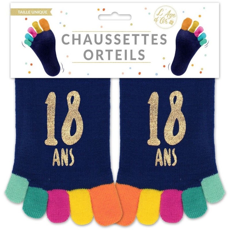 Chaussettes à orteils multicolores - Cadeau 18 ans