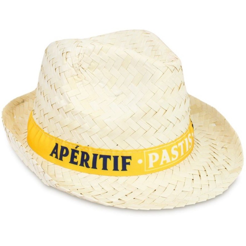 Chapeau paille pastis - Cadeau humour spécial pétanque