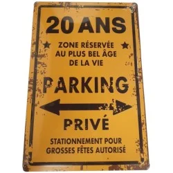 Plaque de déco en métal façon parking - Cadeau 20 ans