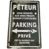 Plaque métal parking péteur - Cadeau humour pour WC