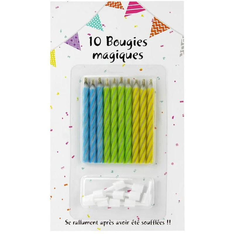 10 bougies magiques avec supports