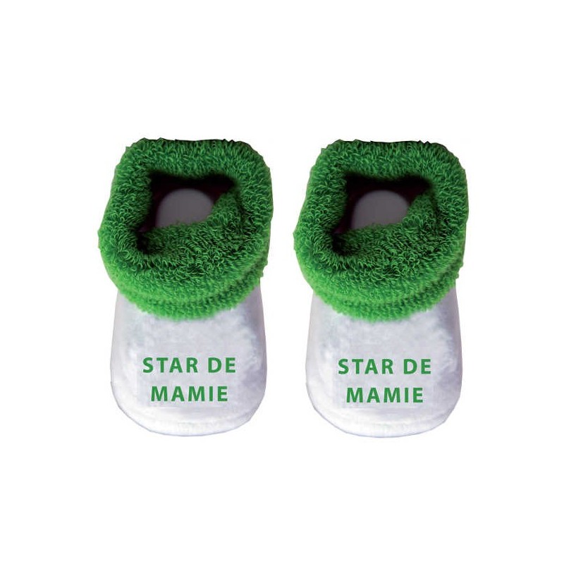 Chausson bébé vert Star de mamie