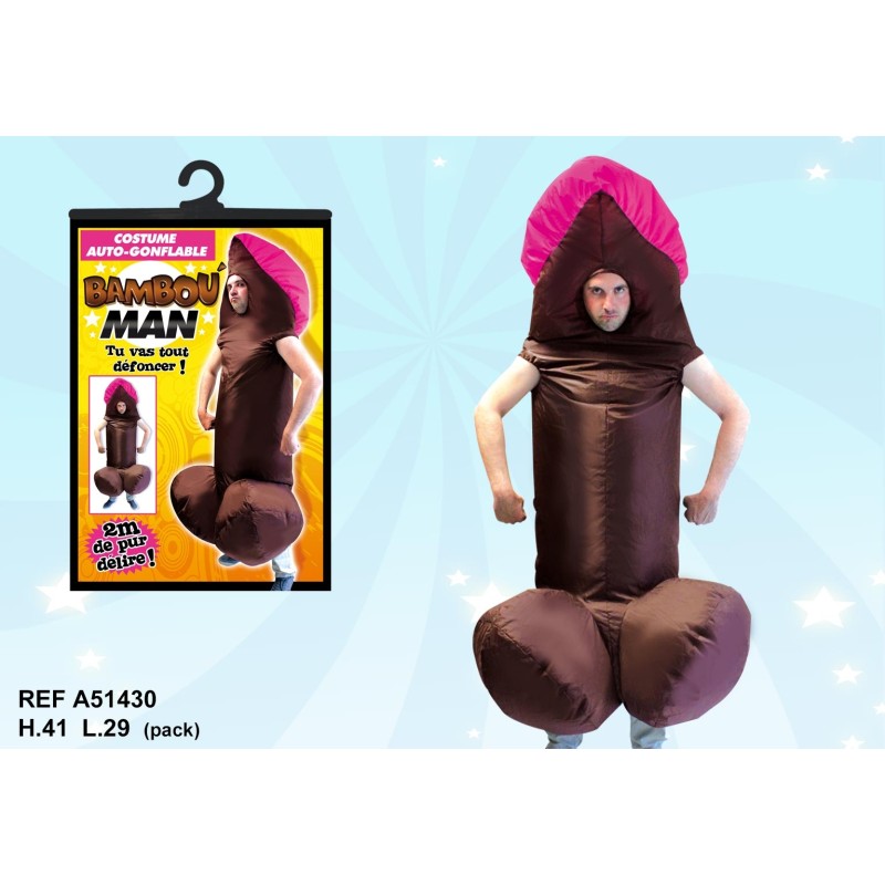 Costume zizi gonflable marron - Bambou Man