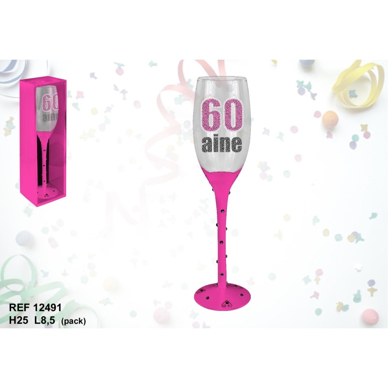 Flute rose a champagne 60 ans