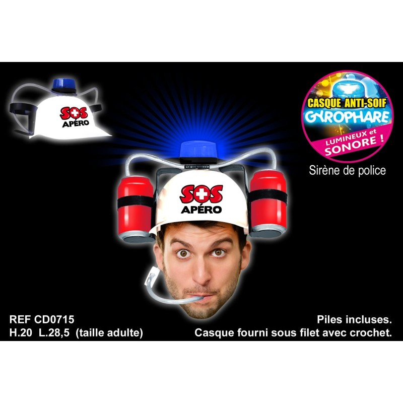 Casque Anti-soif Gyrophare SOS Apero