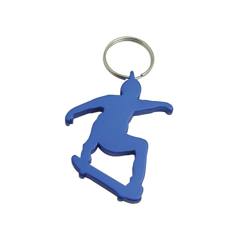 Porte-clés décapsuleur Skateboarder bleu