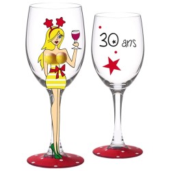 Verre à vin 30 ans sexy - blonde seins 3D
