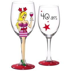 Verre à vin 40 ans sexy - blonde seins 3D