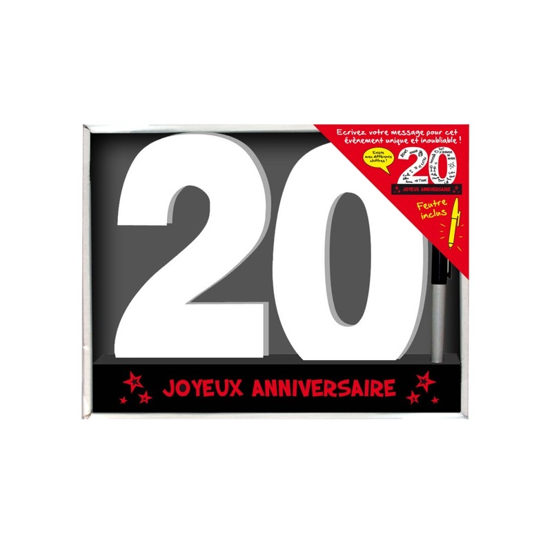 Plaque décorative à dédicacer - 20 ans