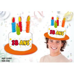 Chapeau gâteau anniversaire 18 ans