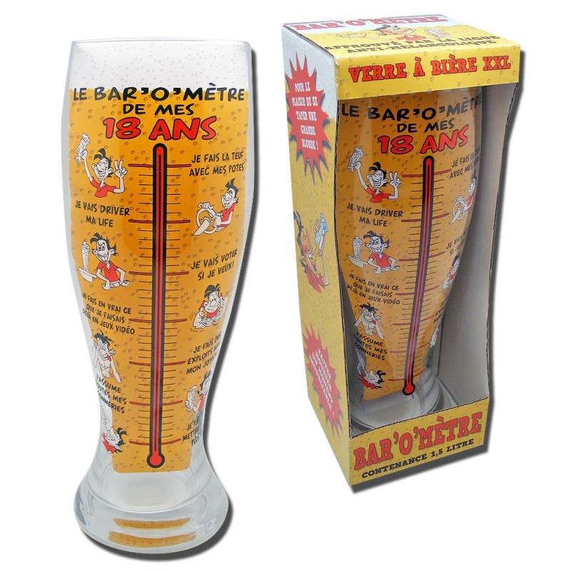 Verre à bière XXL - Le baromètre de mes 18 ans