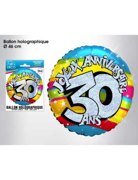 Ballon Holographique Hélium 30 ans